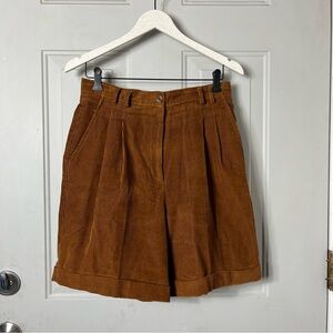 Vintage 90s Dark Academia High Rise Corduroy Mom Bermuda Shorts size 28